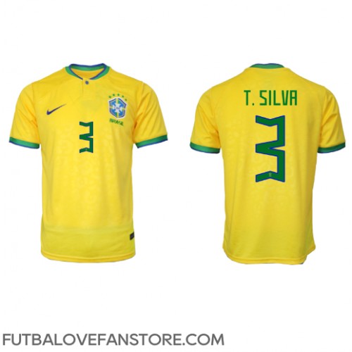 Brazília Thiago Silva #3 Domáci futbalový dres MS 2022 Krátky Rukáv